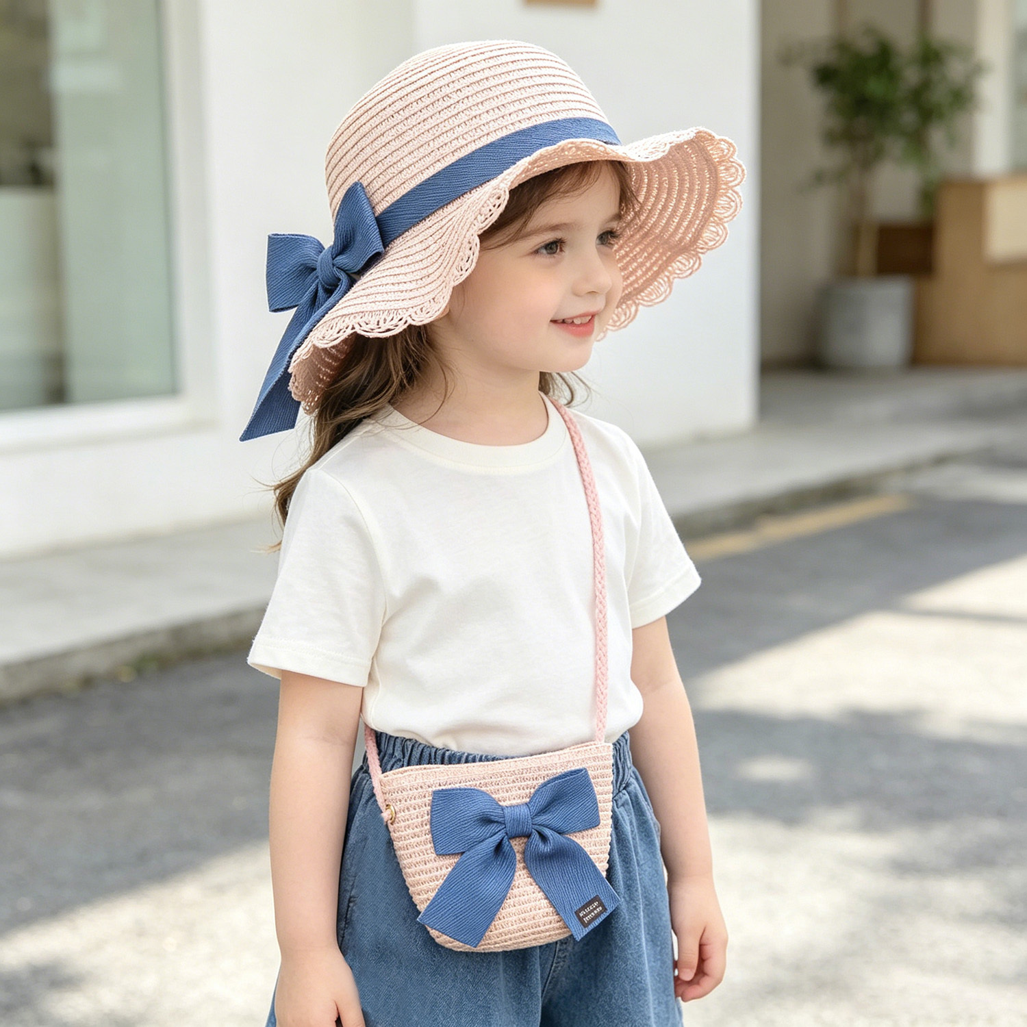 Girls 2pcs Straw Hat Solid Col - Paper Straw Color ulasan dan harga