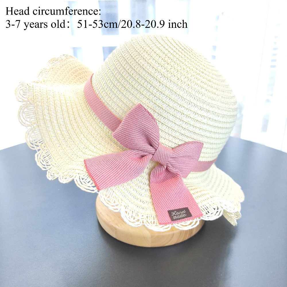 Girls 2pcs Straw Hat Solid Col - Paper Straw Color ulasan dan harga