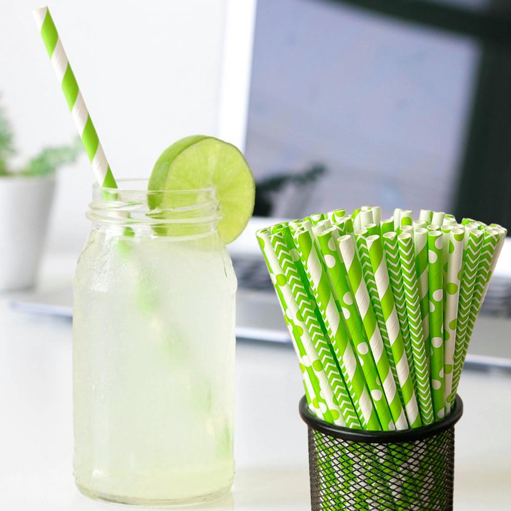 100Pcs Colorful Striped Print  - Paper Straw Color ulasan dan harga