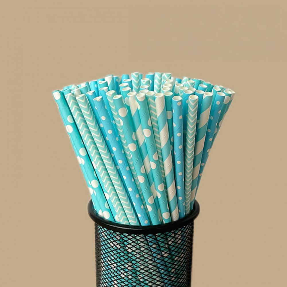100Pcs Colorful Striped Print  - Paper Straw Color ulasan dan harga