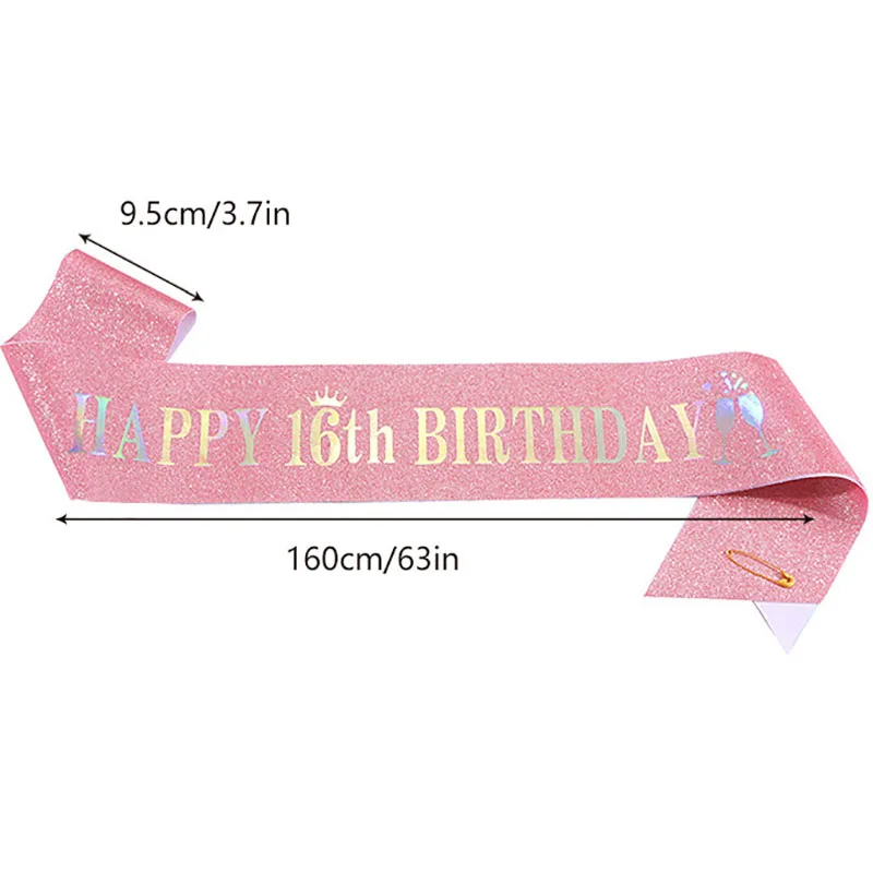 Happy 10th 13th 16th 21st 30th - Birthday Sash Glitter ulasan dan harga