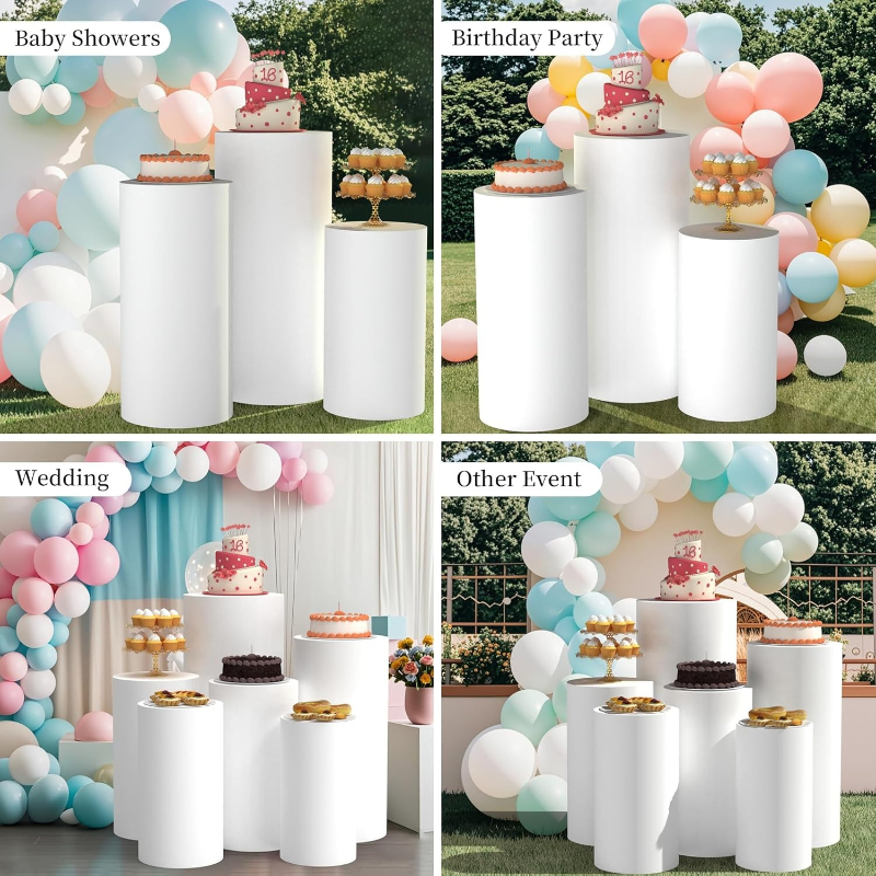White Wedding Party Cylinder S - Dessert Table Backdrop ulasan dan harga