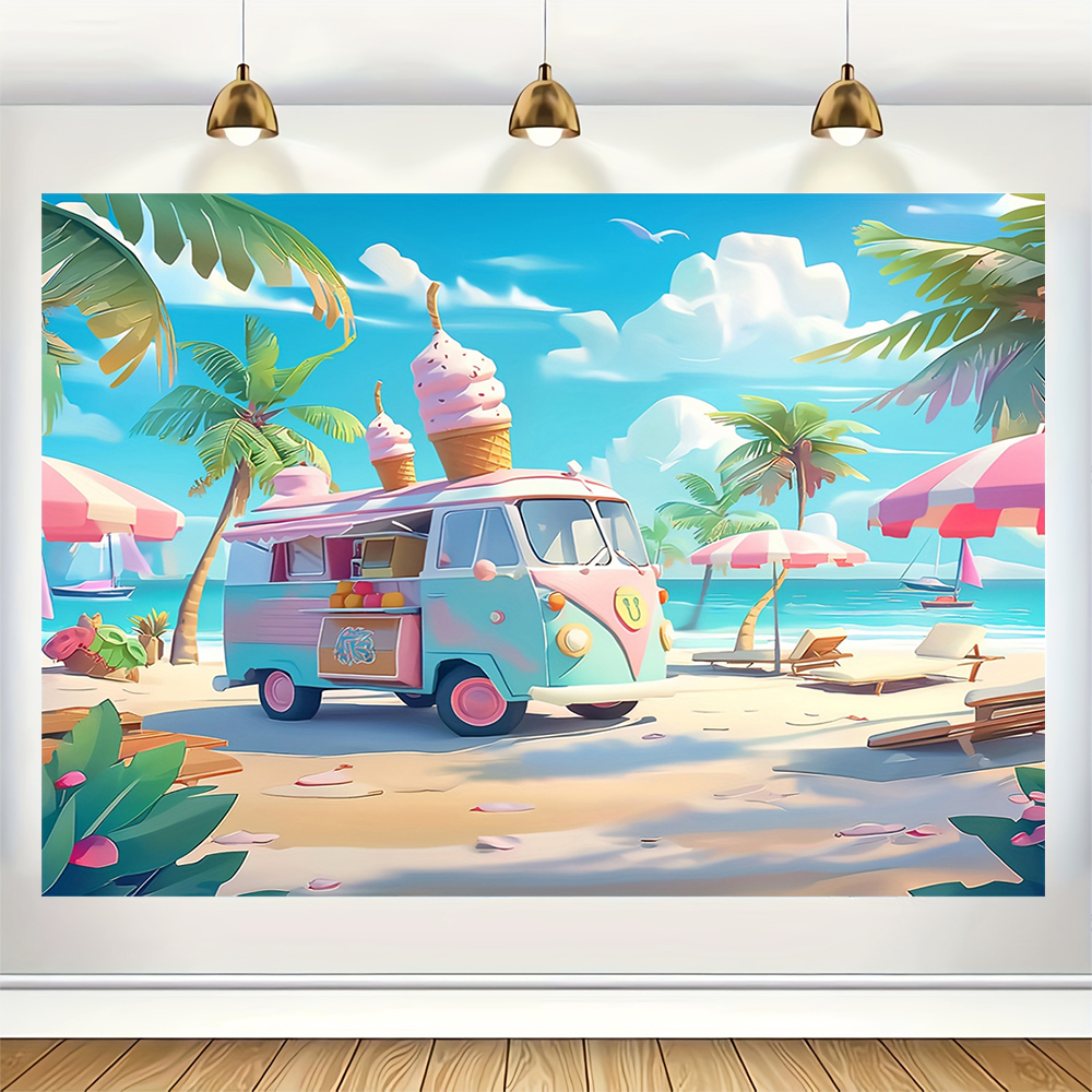 Sweet Ice Cream Theme Backdrop - Dessert Table Backdrop ulasan dan harga