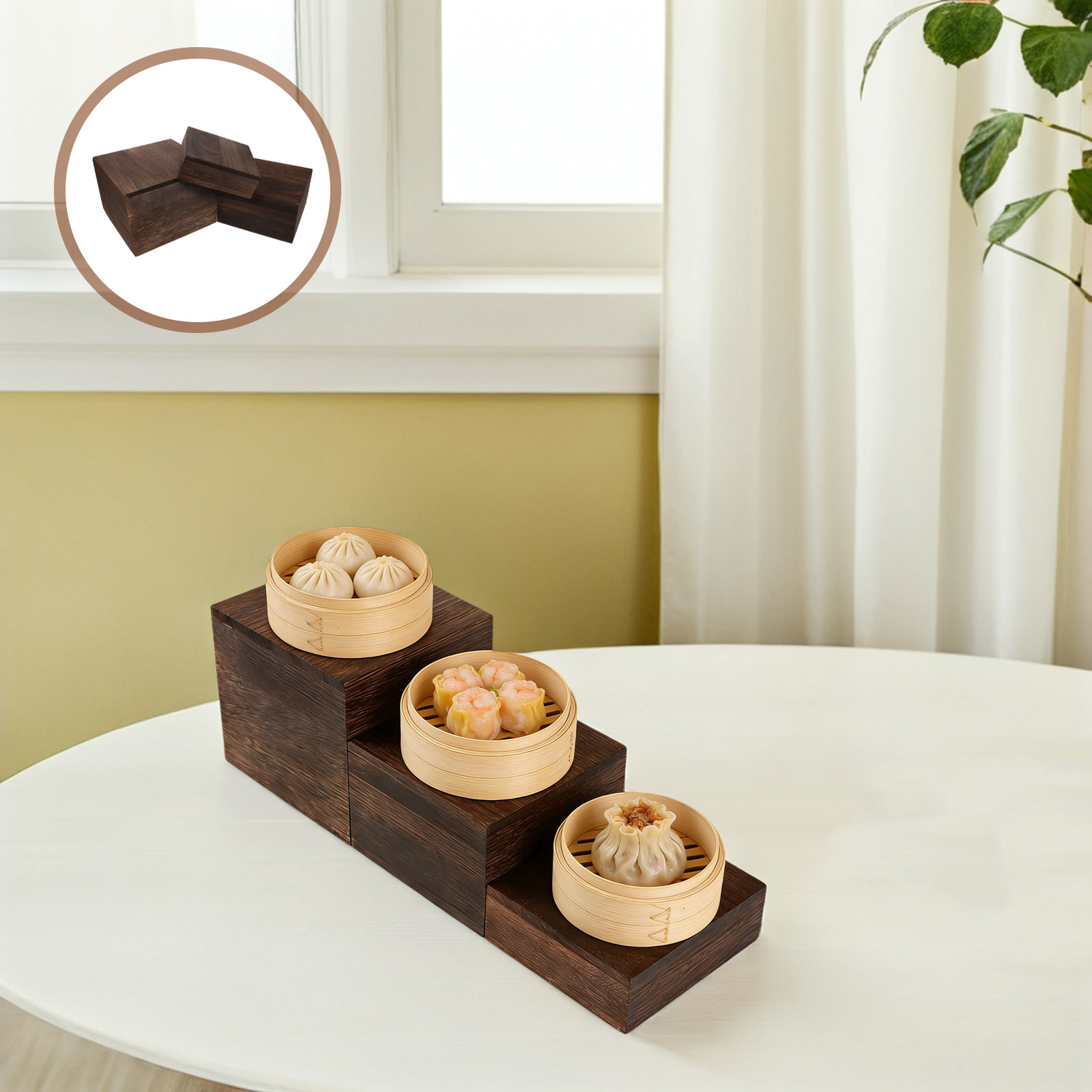 3Pcs Rustic Wooden Tiered Cake - Cupcake Stand Tier ulasan dan harga