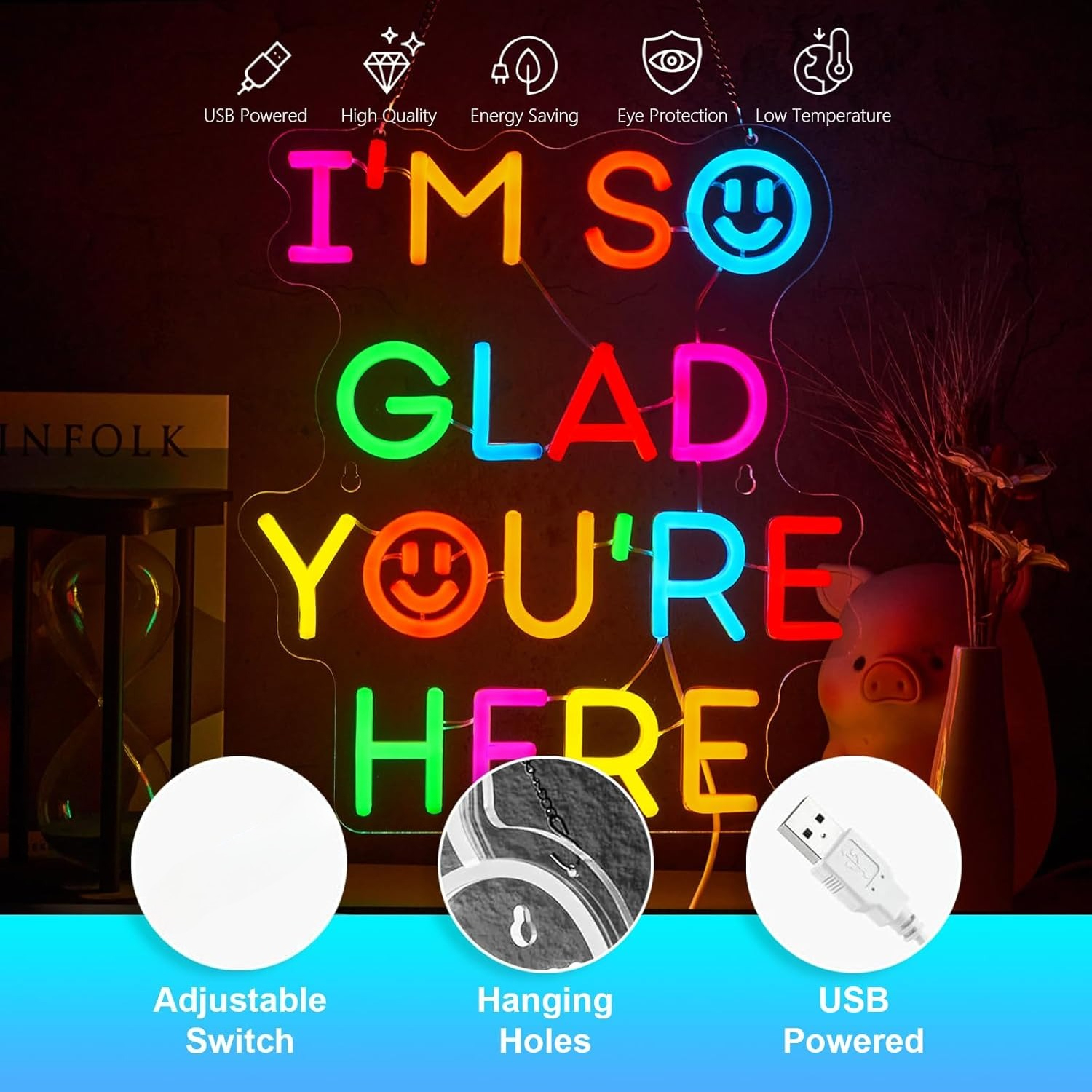  I'm So Glad You‘re Here Neon - Neon Sign Party ulasan dan harga