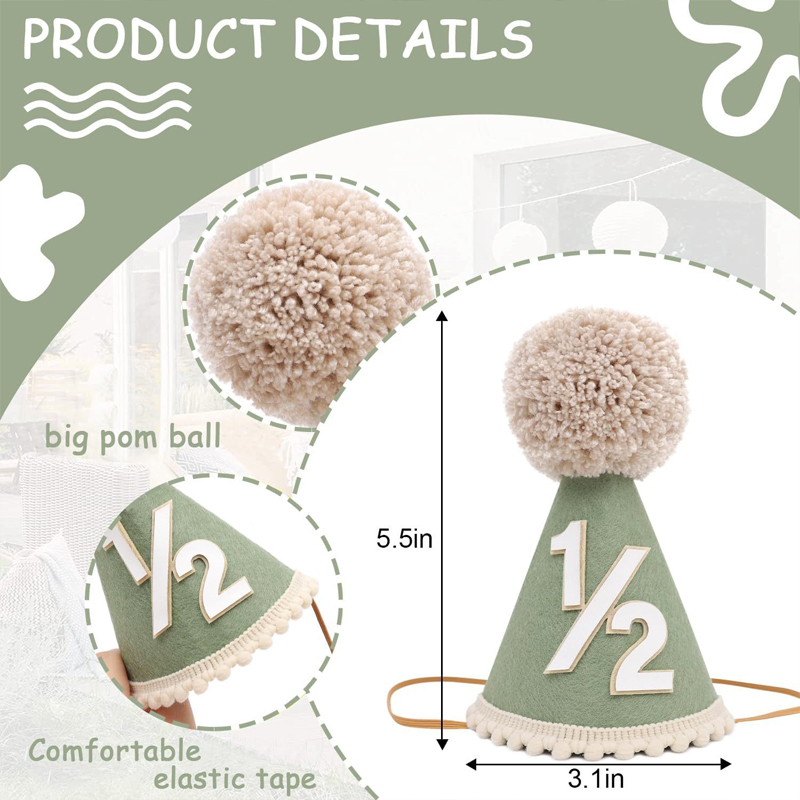 1/2 Birthday Hat Mini Cone Hat - Party Hat Cone ulasan dan harga