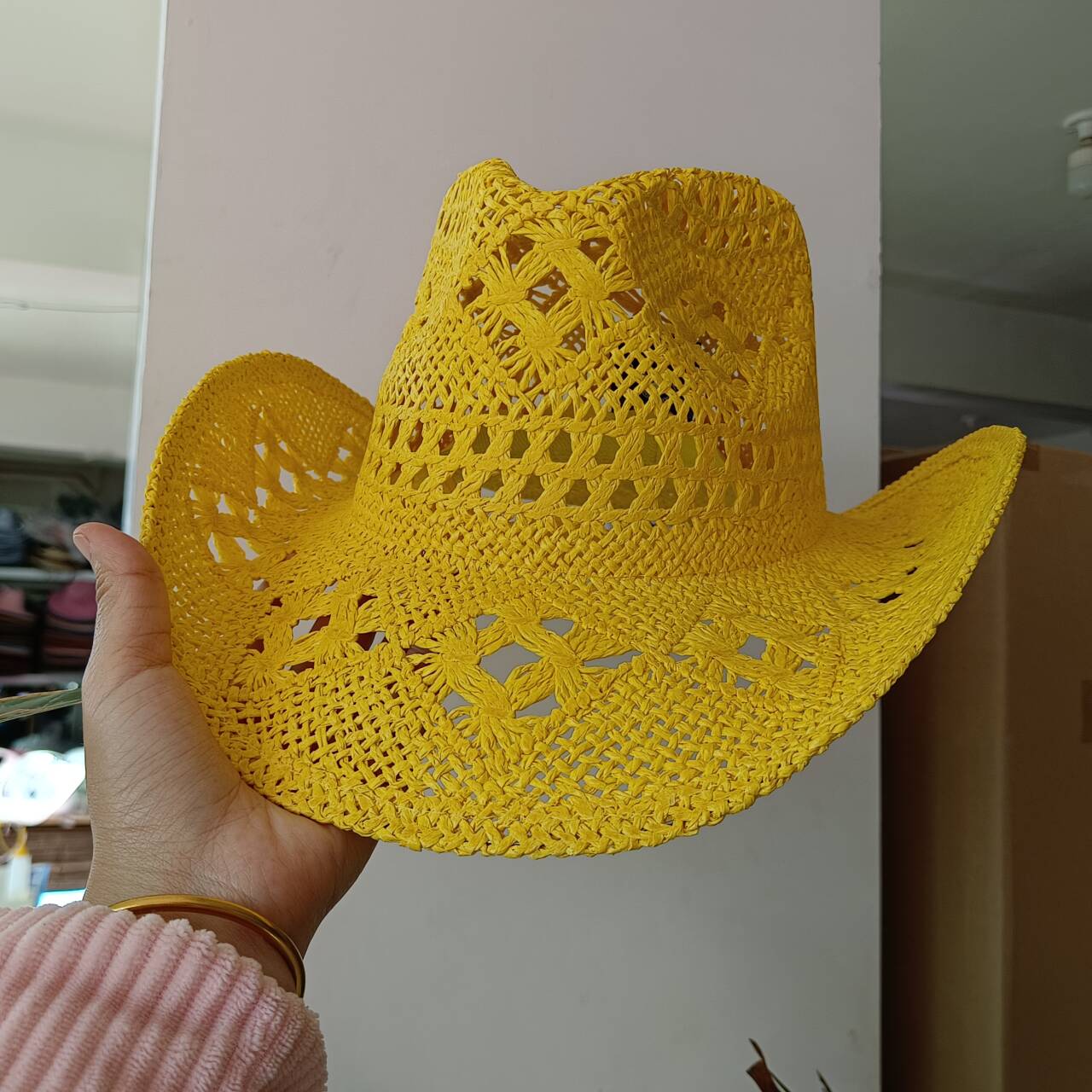 Cowboy Straw Hat new color Han - Paper Straw Color ulasan dan harga
