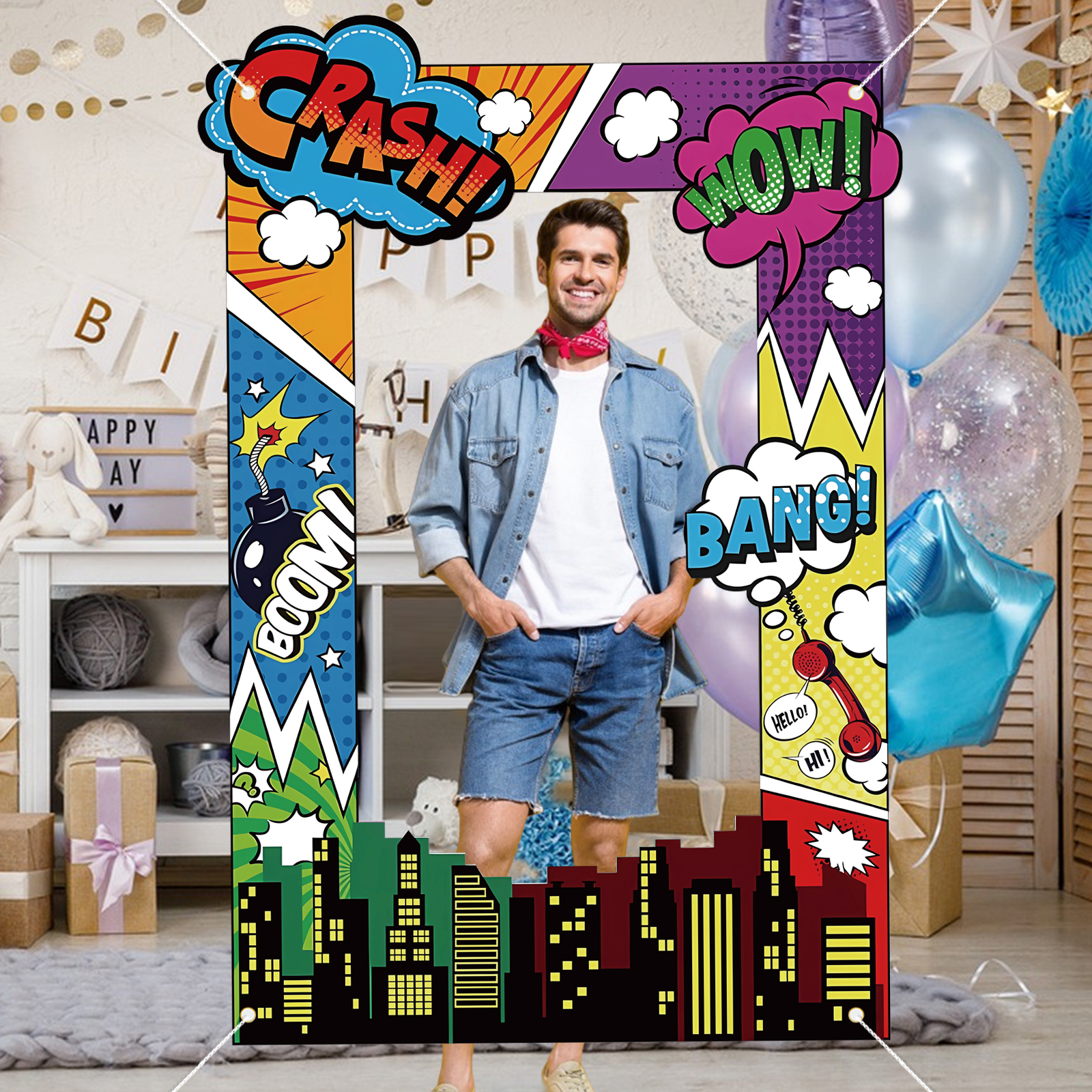 Super Hero Photo Prop Hero Bir - Photo Booth Frame ulasan dan harga