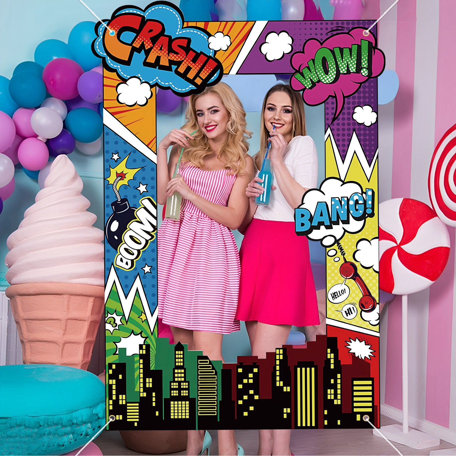 Super Hero Photo Prop Hero Bir - Photo Booth Frame ulasan dan harga