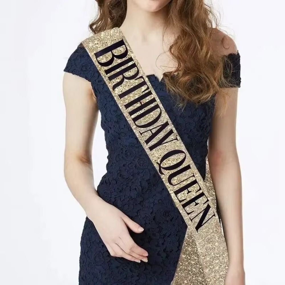 2Pcs/Set New Glitter Birthday  - Birthday Sash Glitter ulasan dan harga