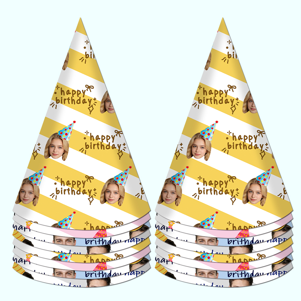 8pcs Custom Text and Photo Fac - Party Hat Cone ulasan dan harga