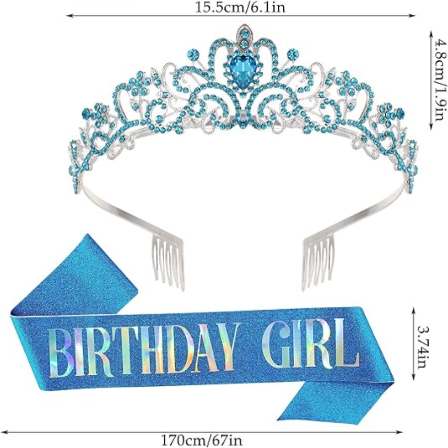 2Pcs Set Rhinestone Crystal Cr - Birthday Sash Glitter ulasan dan harga
