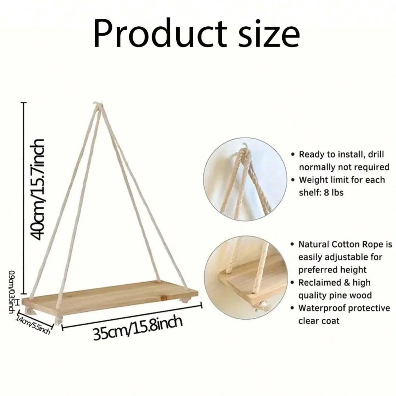 1PC Wooden Swing Hanging Hemp  - Flower Wall Panel ulasan dan harga