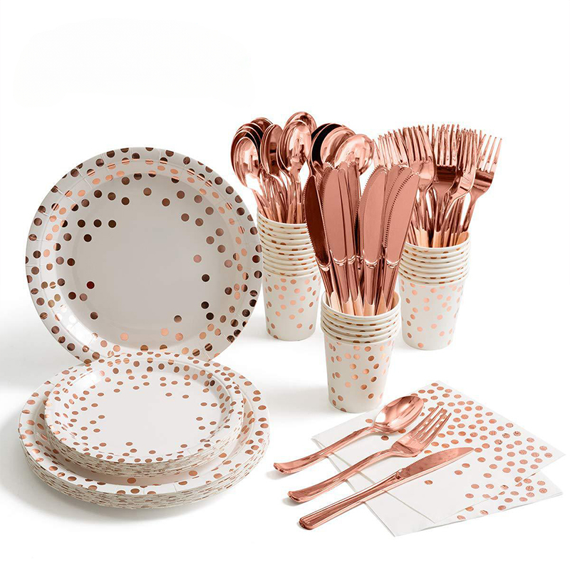 Rose Gold Party Tableware Kit  - Paper Straw Color ulasan dan harga
