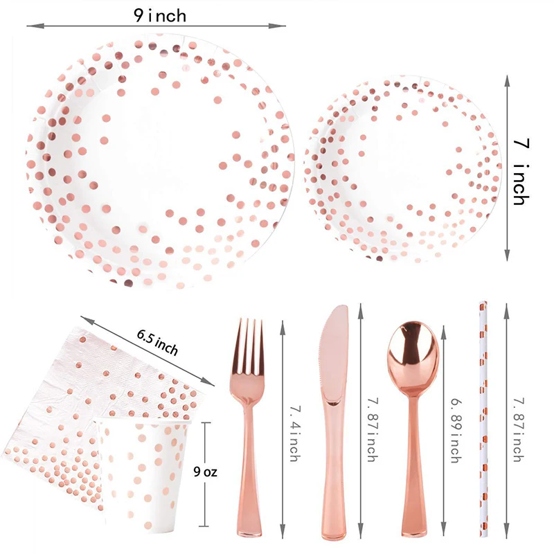 Rose Gold Party Tableware Kit  - Paper Straw Color ulasan dan harga