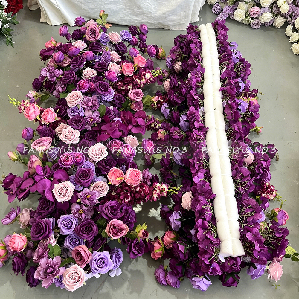 2M/1M Luxury Purple Rose Artif - Flower Wall Panel ulasan dan harga