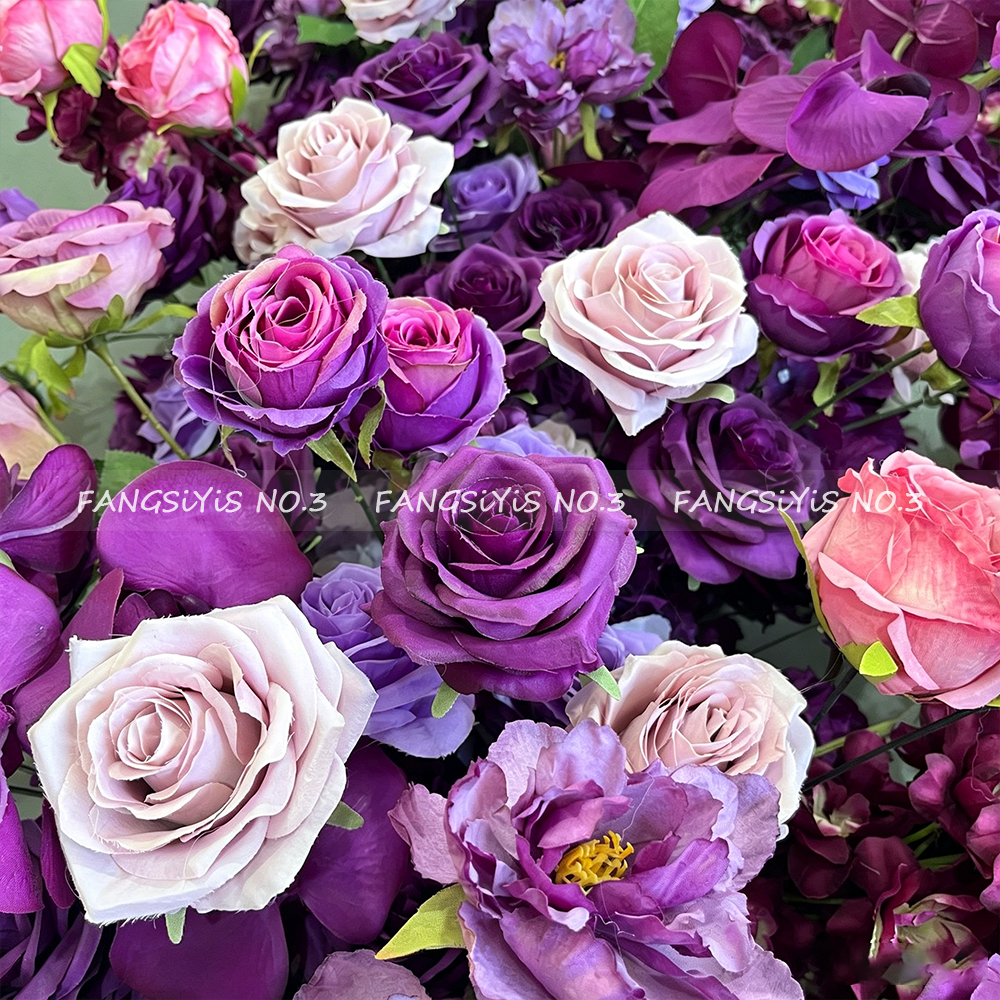 2M/1M Luxury Purple Rose Artif - Flower Wall Panel ulasan dan harga