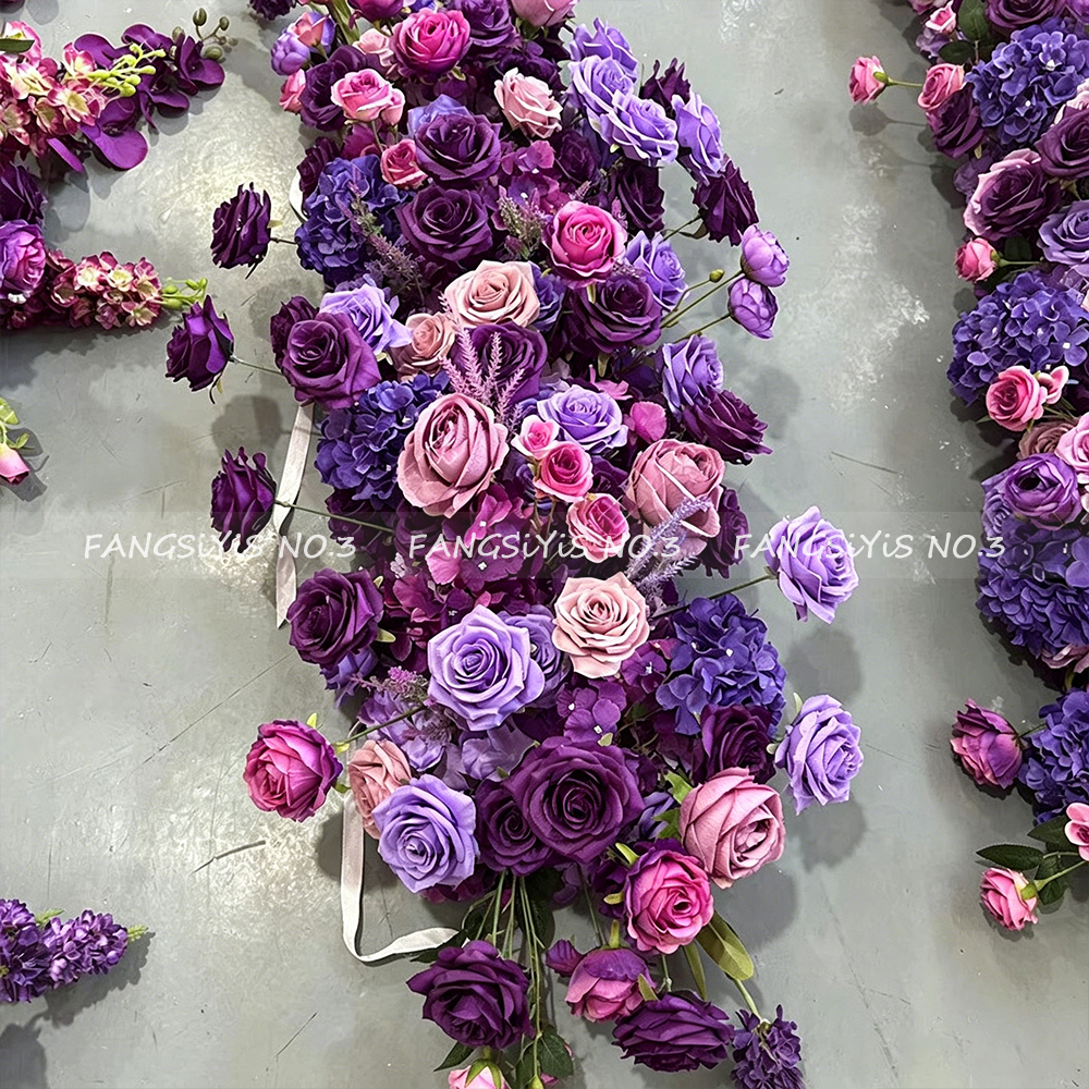 2M/1M Luxury Purple Rose Artif - Flower Wall Panel ulasan dan harga