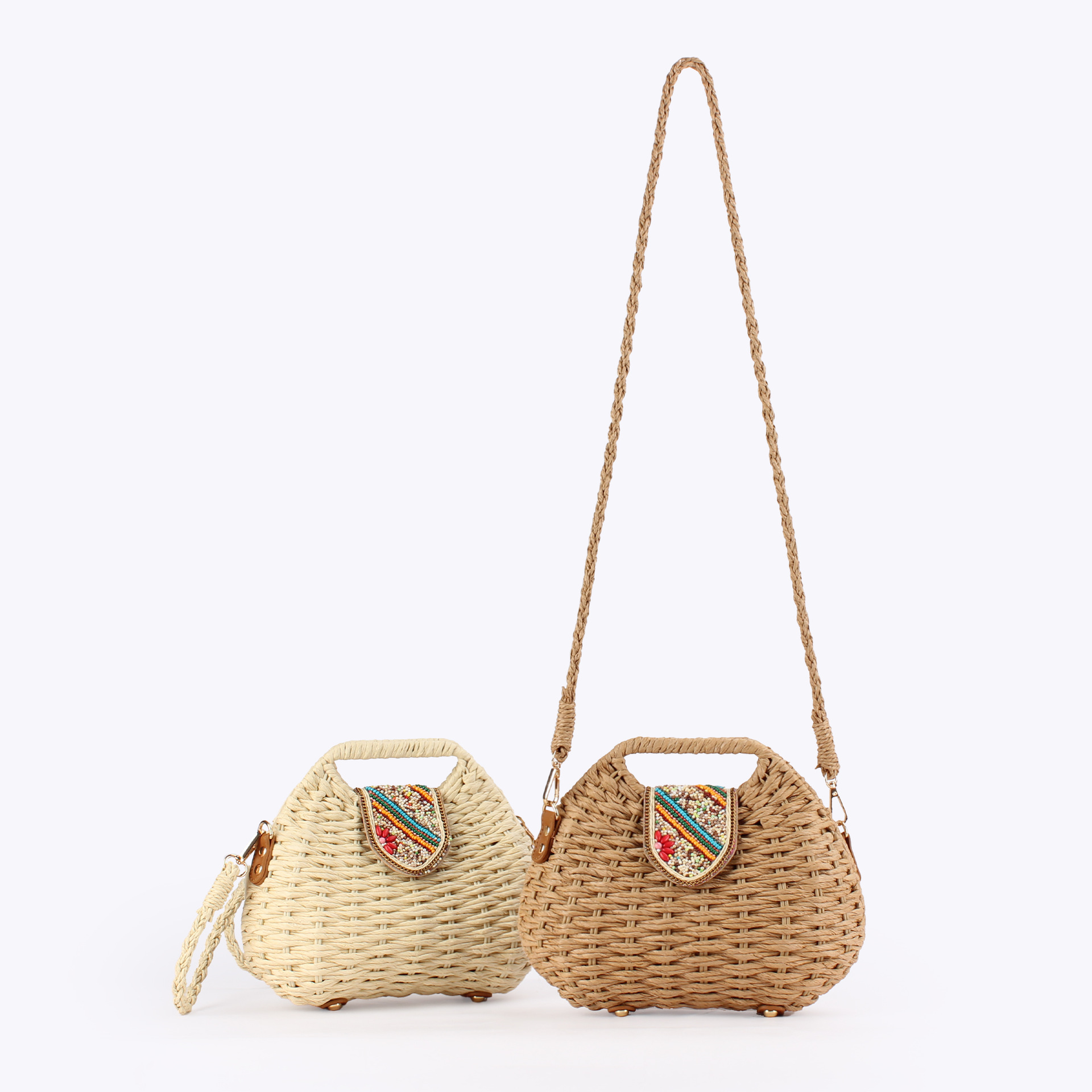 Color Beads Women Handbags Han - Paper Straw Color ulasan dan harga