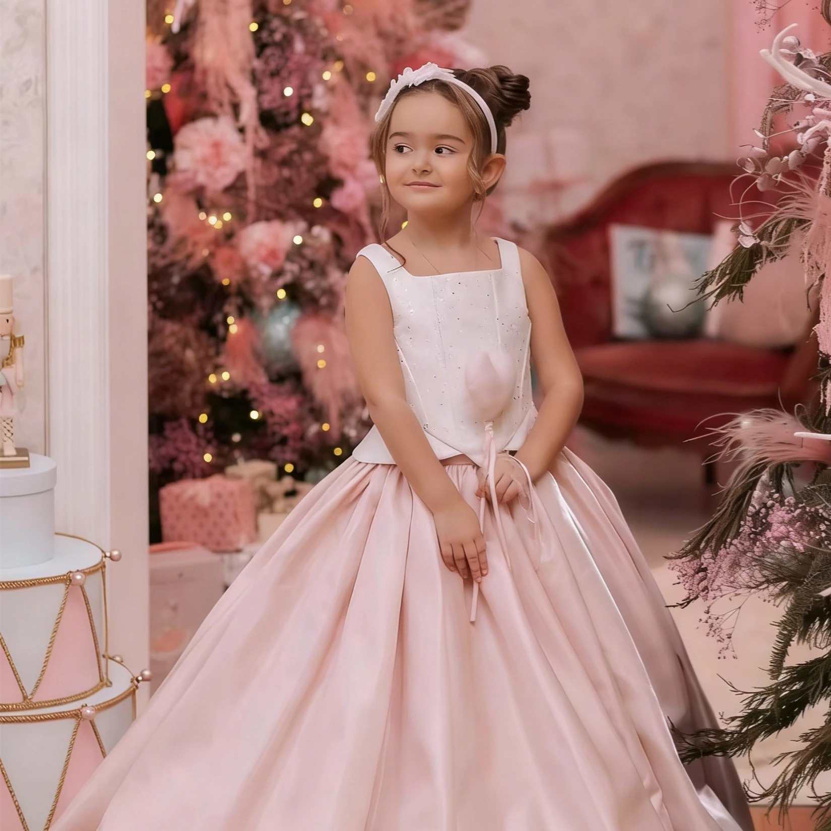 Customized Flower Girl Dress F - Birthday Sash Glitter ulasan dan harga