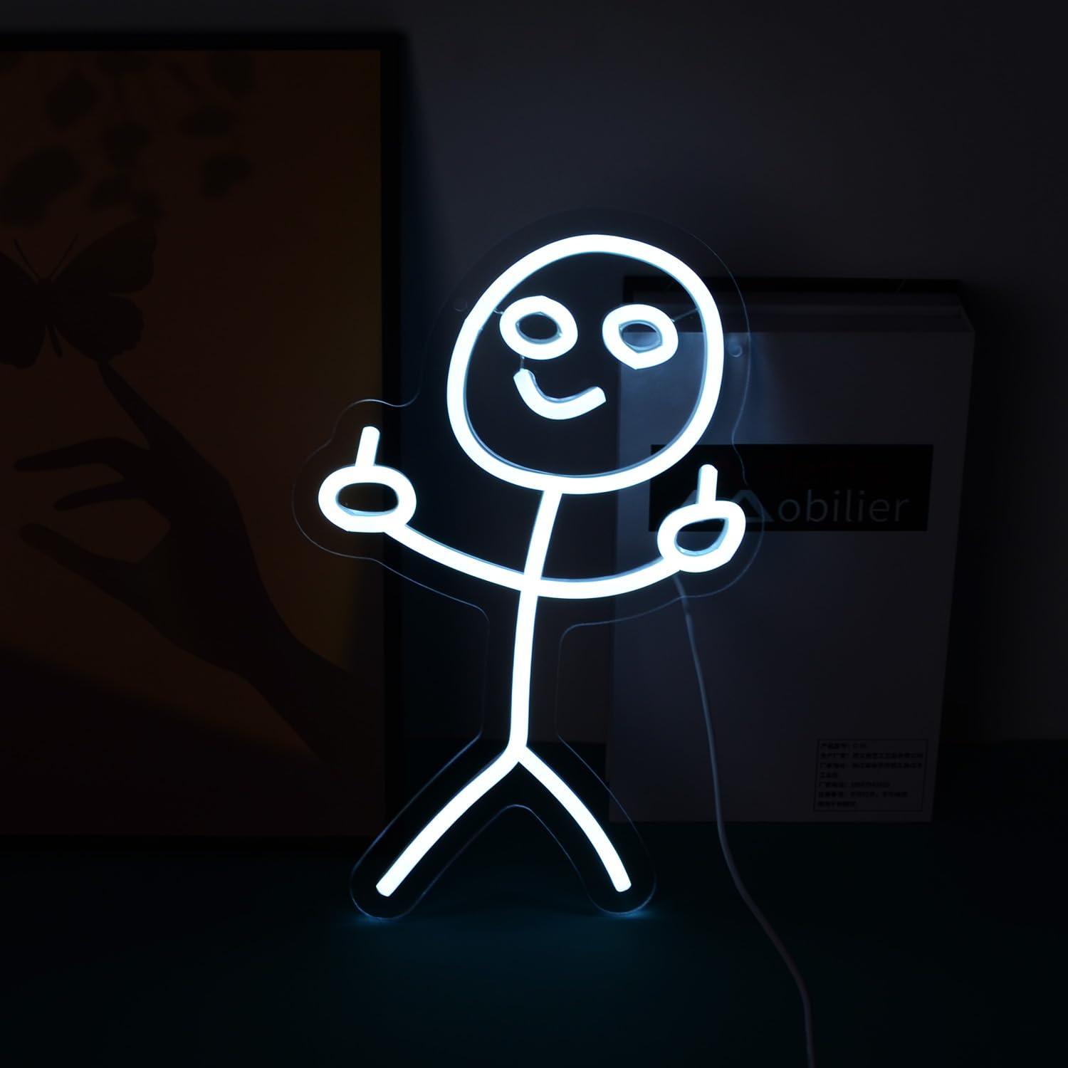 Funny Middle Finger Stickman N - Neon Sign Party ulasan dan harga