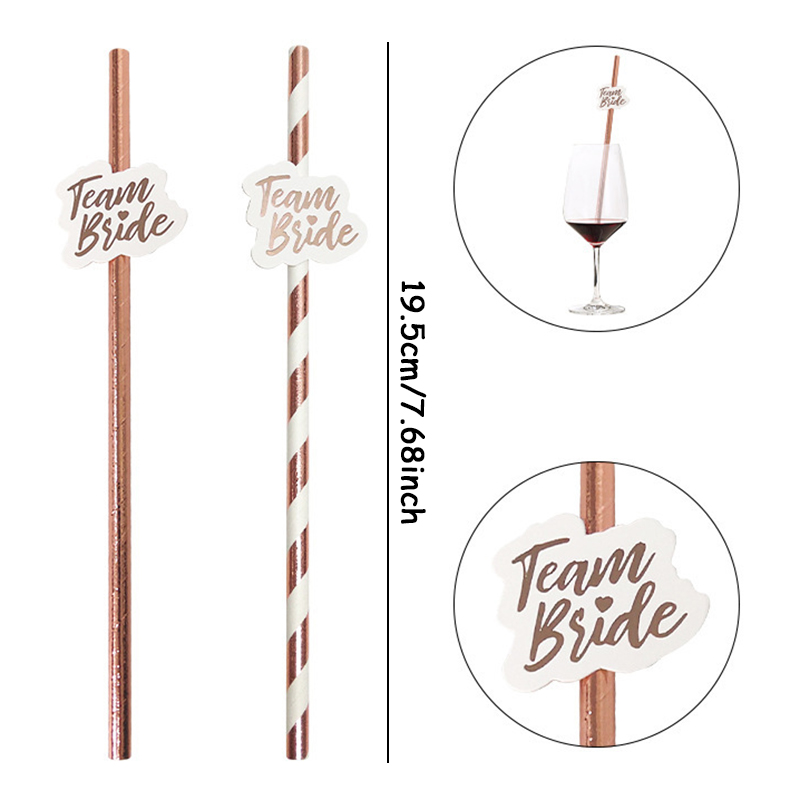 10pcs Team Bride Rose Gold Str - Paper Straw Color ulasan dan harga