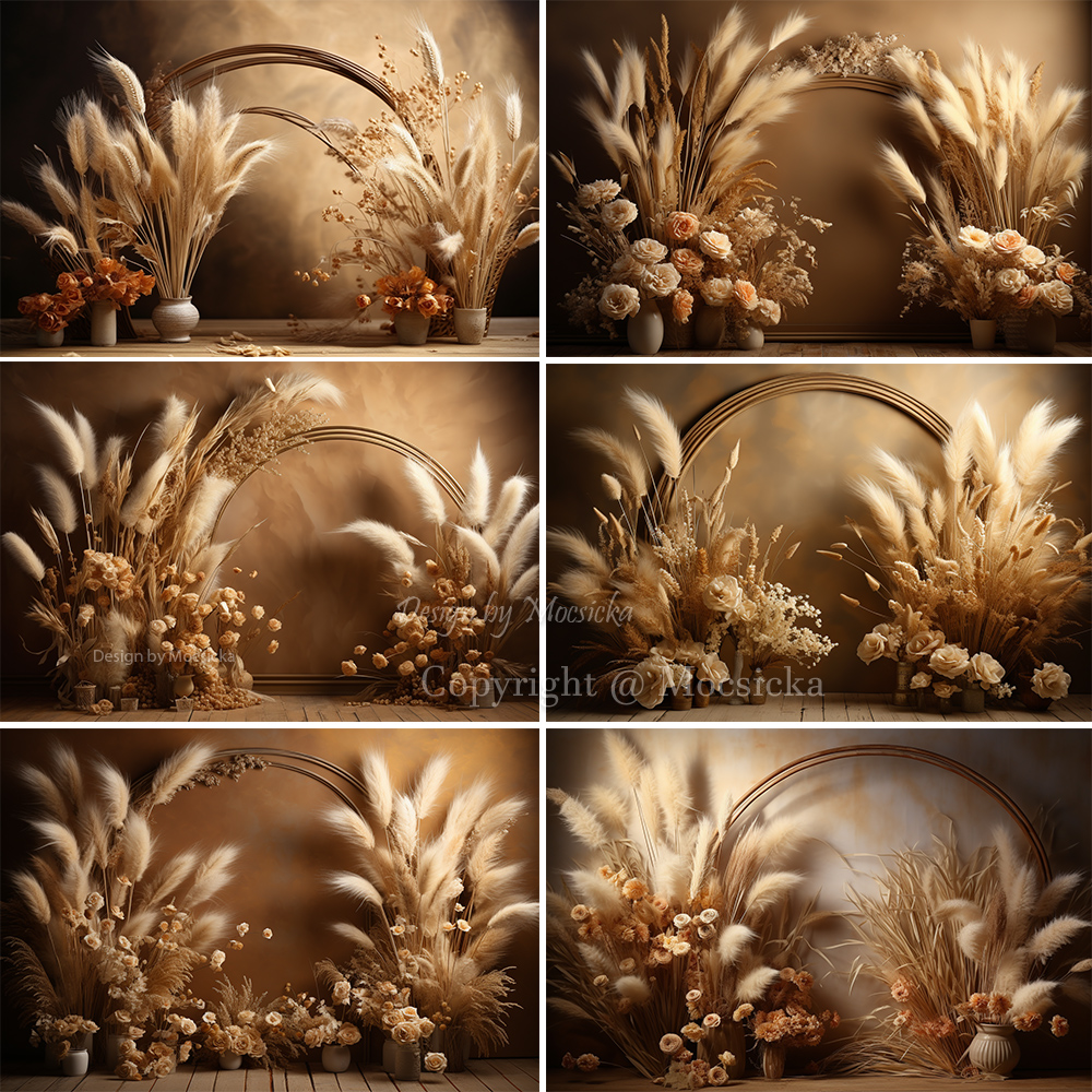 Mocsicka Boho Retro Brown Phot - Dessert Table Backdrop ulasan dan harga