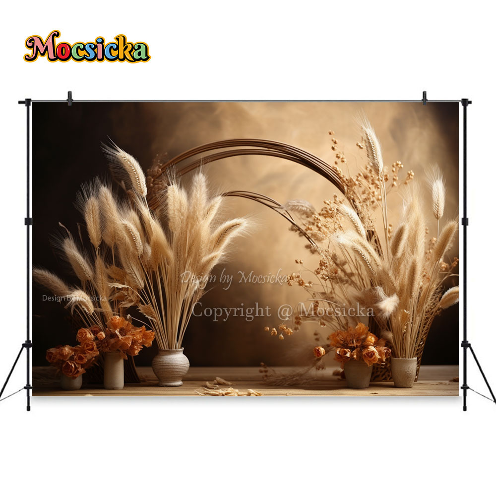 Mocsicka Boho Retro Brown Phot - Dessert Table Backdrop ulasan dan harga