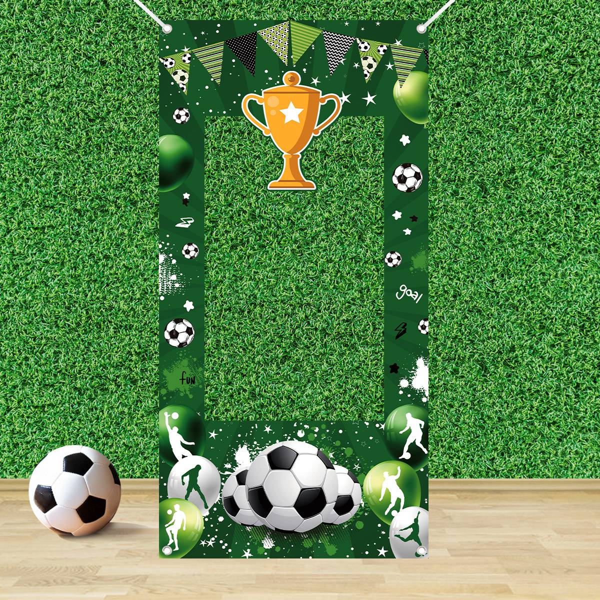 1pc Green Soccer Decorative Ph - Photo Booth Frame ulasan dan harga