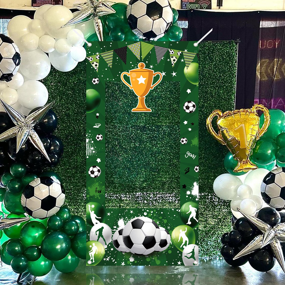 1pc Green Soccer Decorative Ph - Photo Booth Frame ulasan dan harga