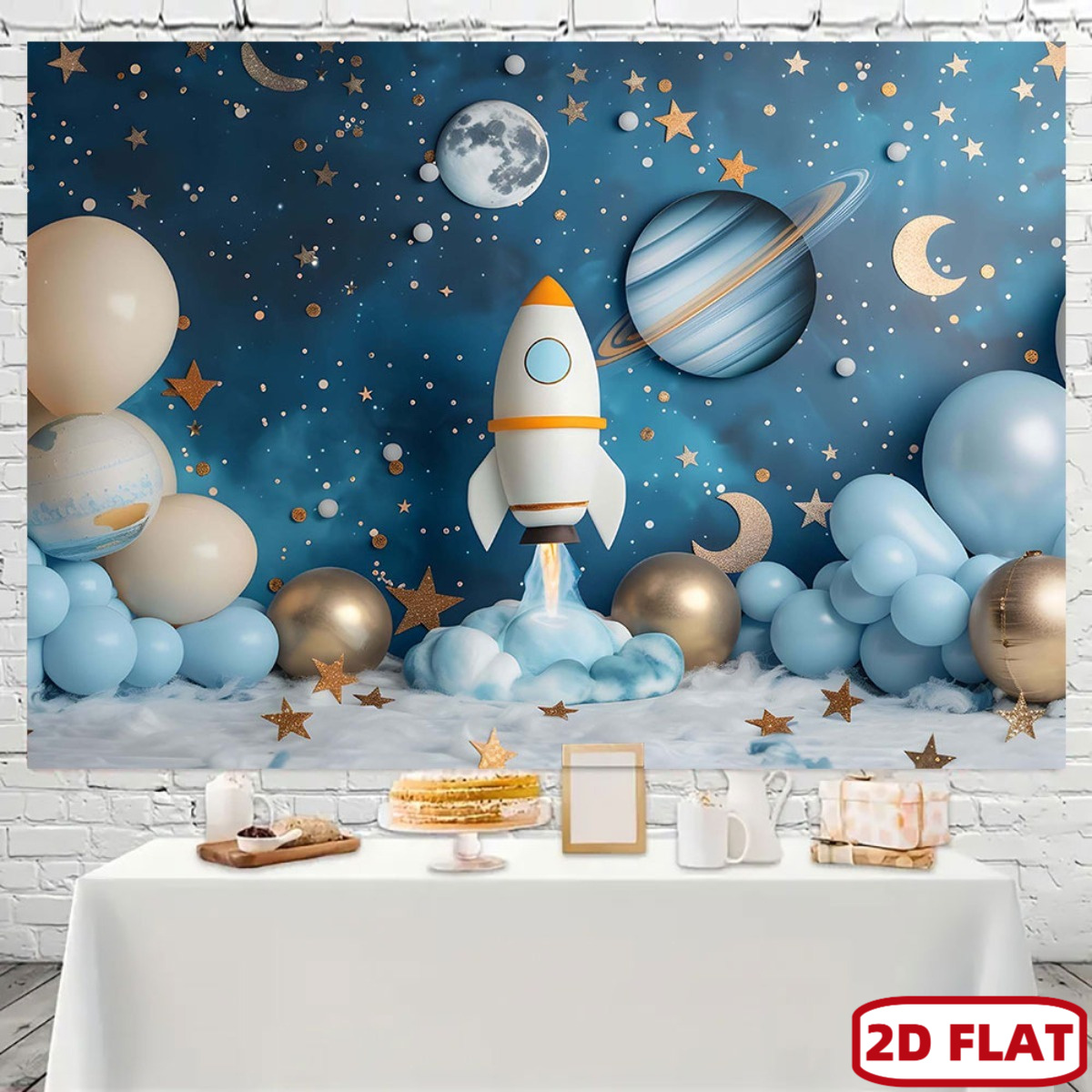 2D flat 1pc space theme party  - Event Launch Party ulasan dan harga