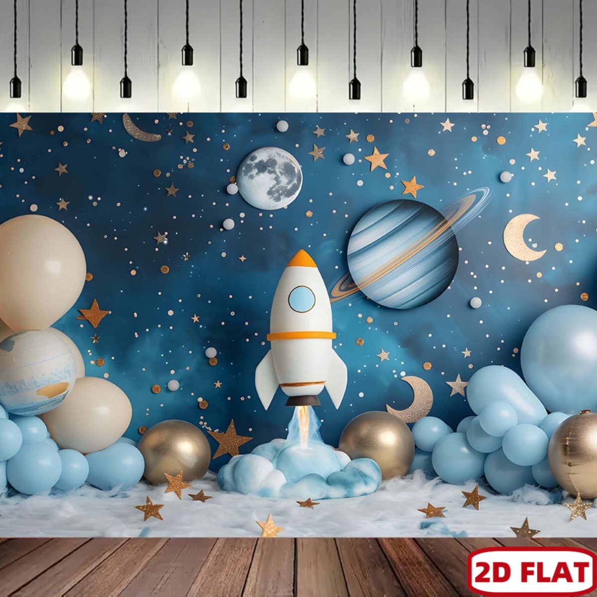2D flat 1pc space theme party  - Event Launch Party ulasan dan harga