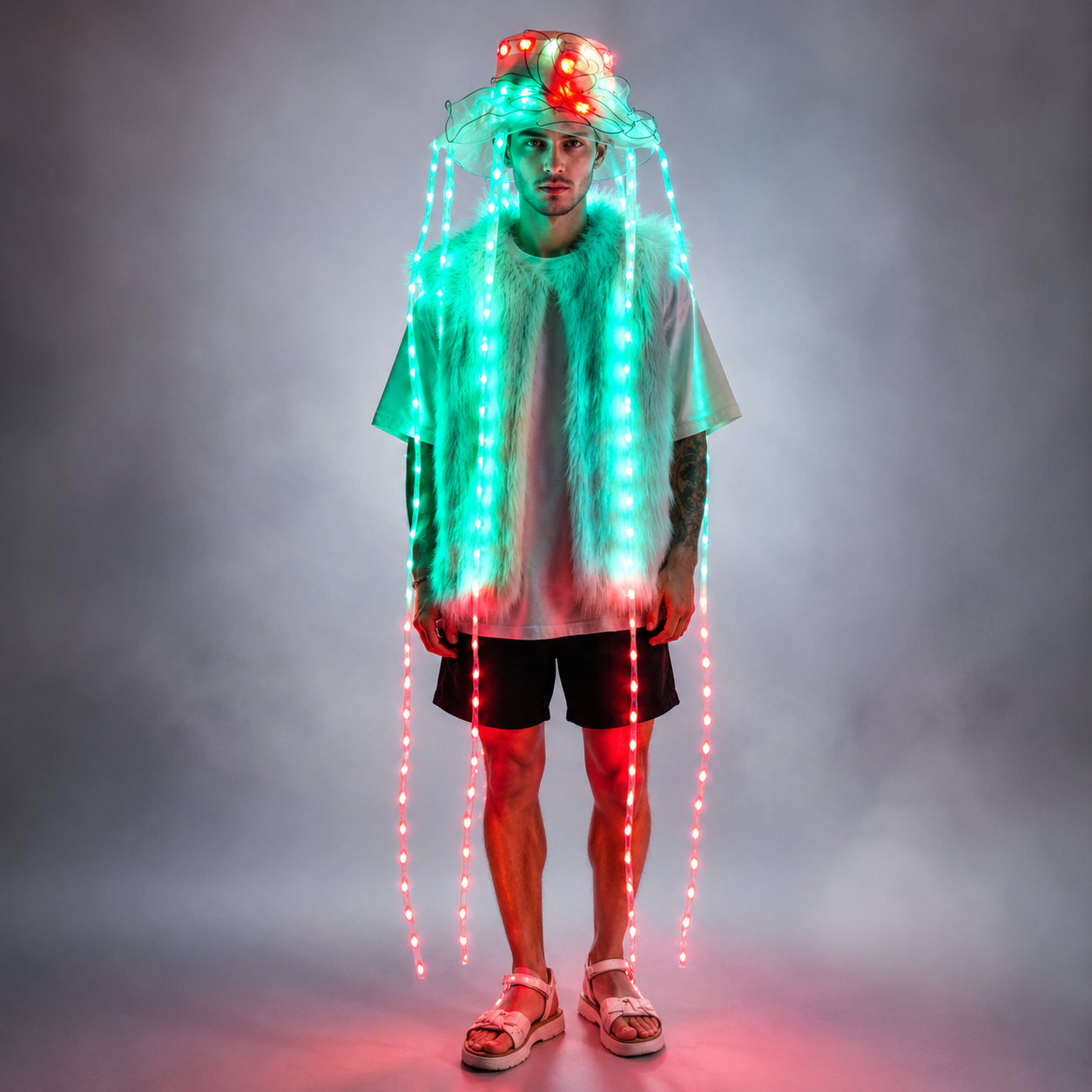 LED Jellyfish Hat Full Color L - Event Party Dj ulasan dan harga
