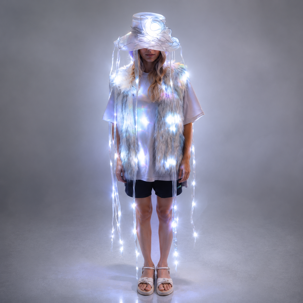 LED Jellyfish Hat Full Color L - Event Party Dj ulasan dan harga