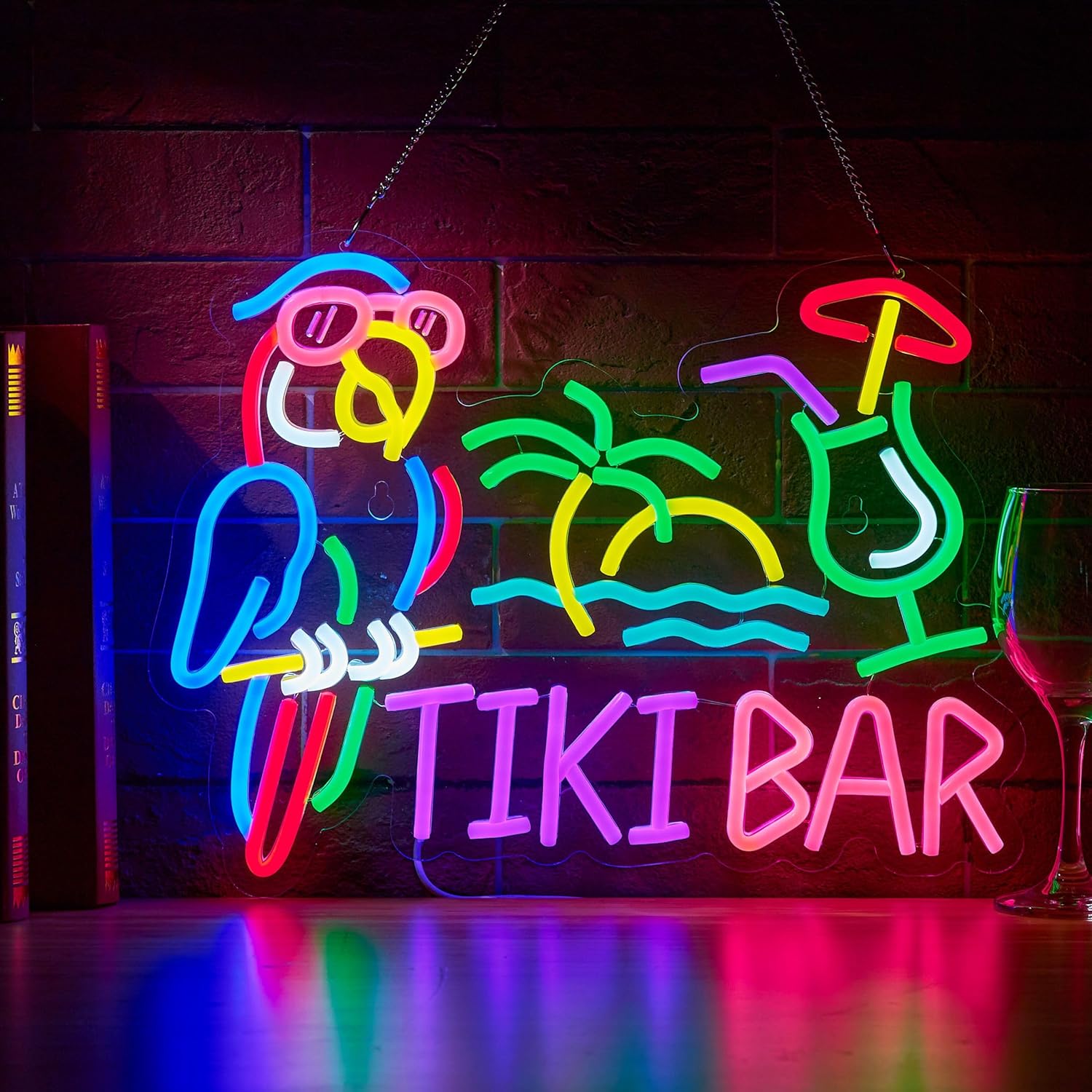 Tiki Bar Parrot Palm Tree Neon - Neon Sign Party ulasan dan harga