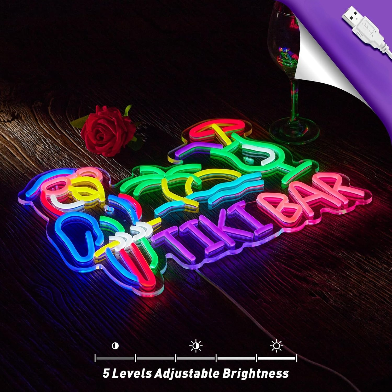 Tiki Bar Parrot Palm Tree Neon - Neon Sign Party ulasan dan harga