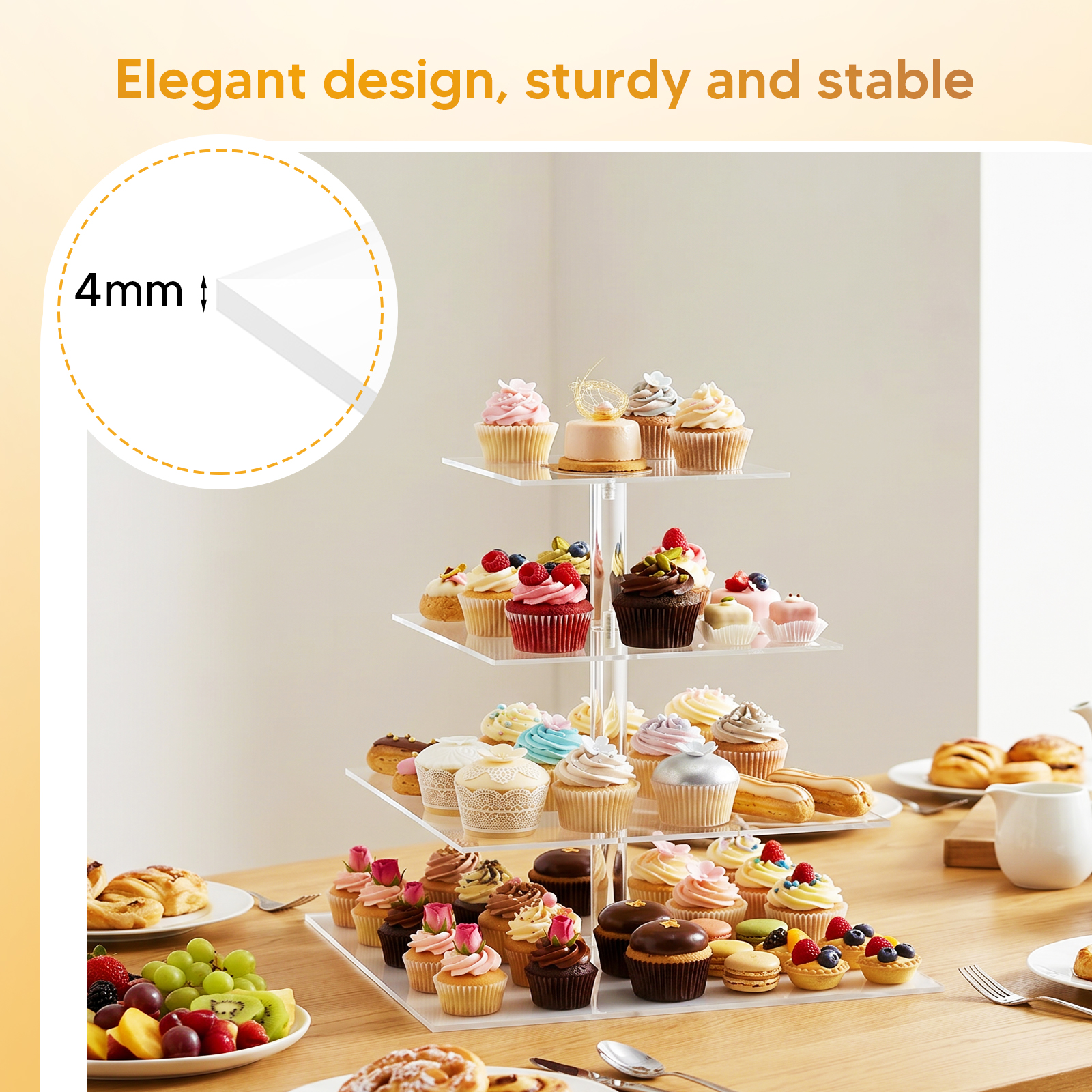 4 Tier Clear Cupcake Stand Cle - Cupcake Stand Tier ulasan dan harga