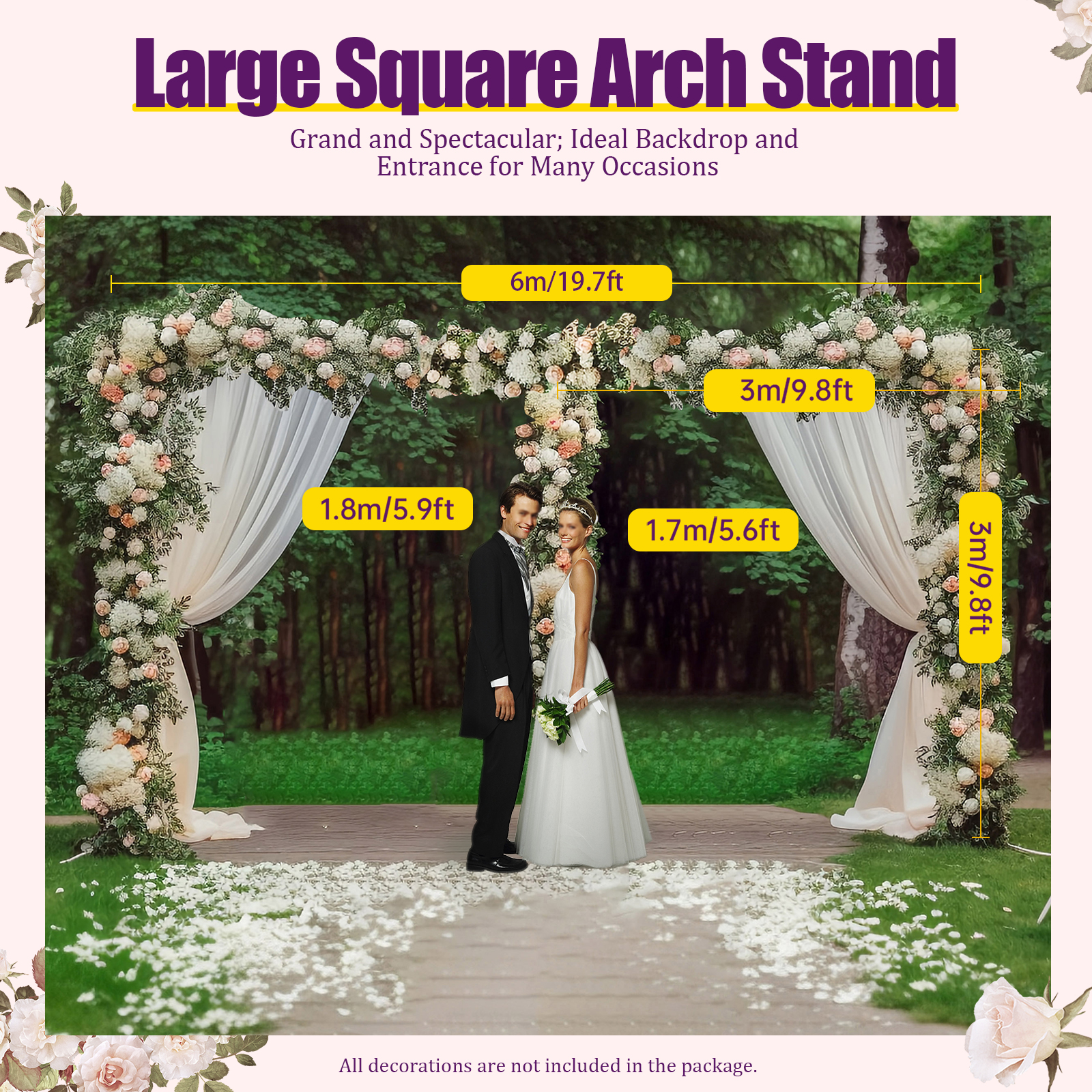3x6m/10x20ft Metal Wedding Arc - Photo Booth Frame ulasan dan harga