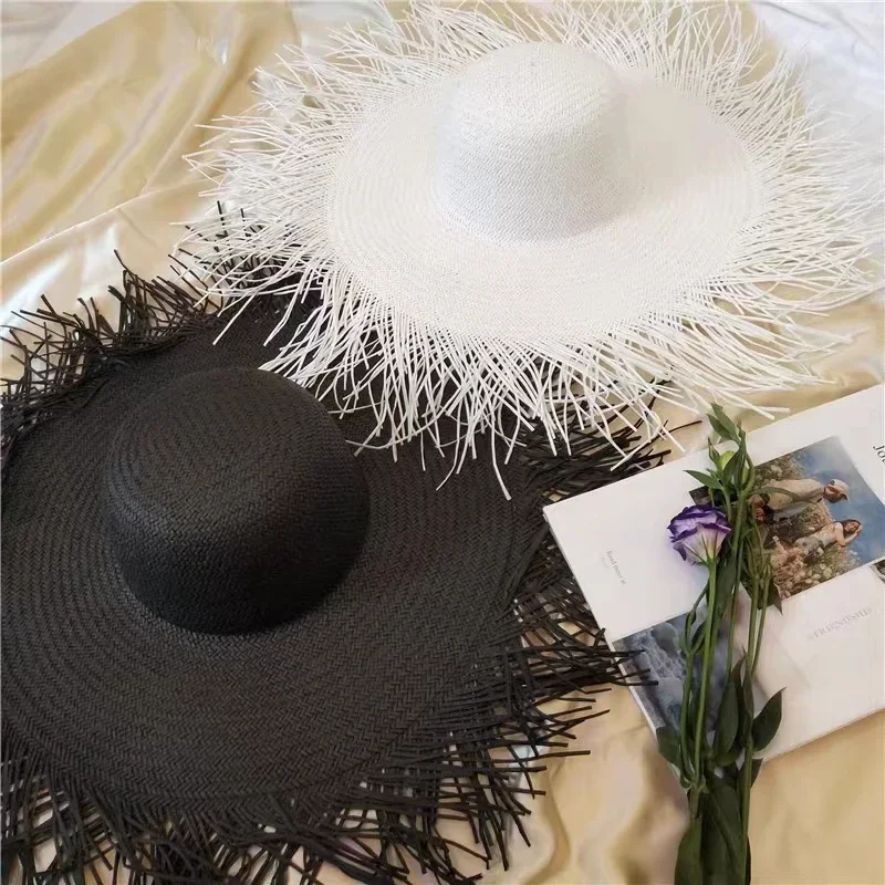 New Summer Wide-brimmed Solid  - Paper Straw Color ulasan dan harga