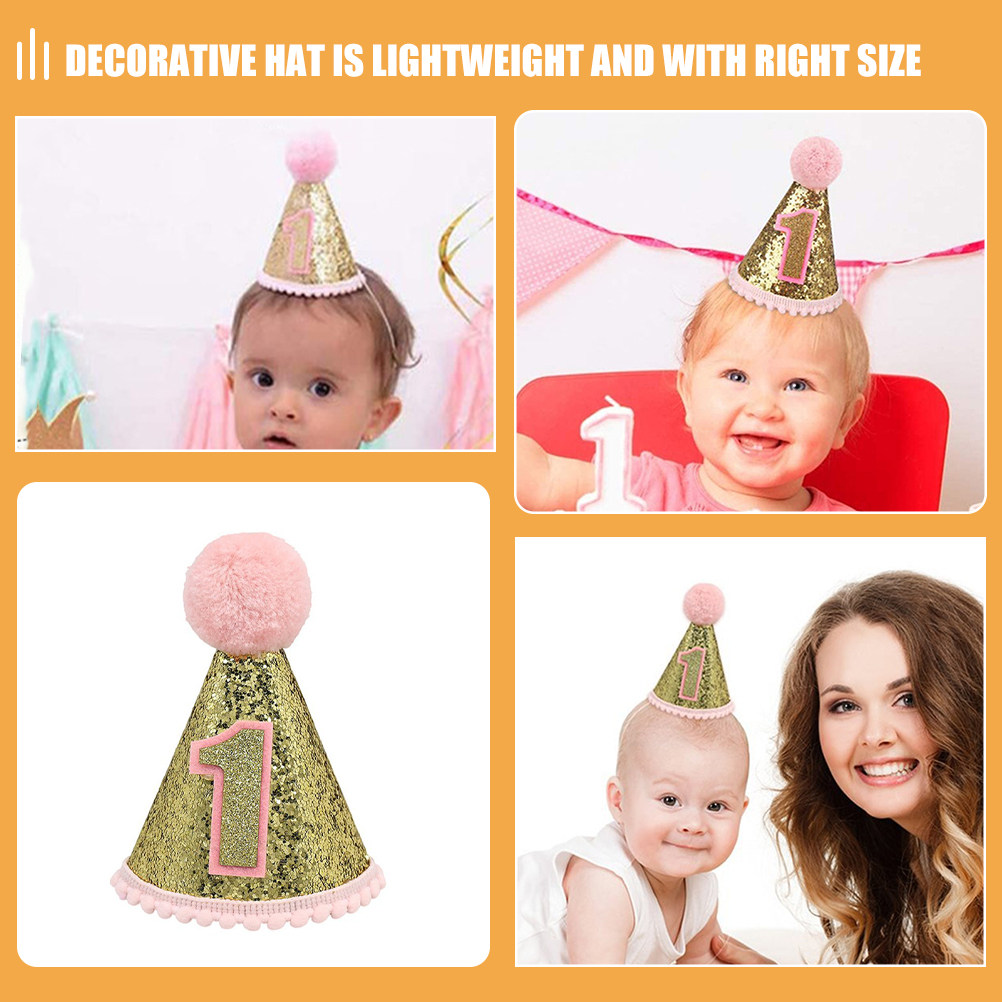 Pink Birthday Hat 1St Birthday - Party Hat Cone ulasan dan harga