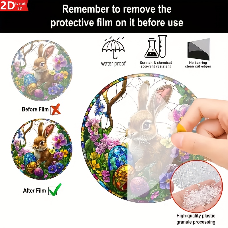 2Pcs Easter Rabbit Stained Acr - Flower Wall Panel ulasan dan harga