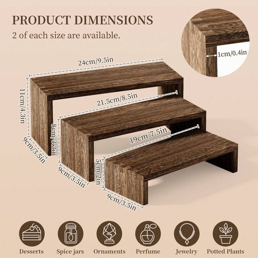 6pcs Display Wood Stand, Woode - Cupcake Stand Tier ulasan dan harga