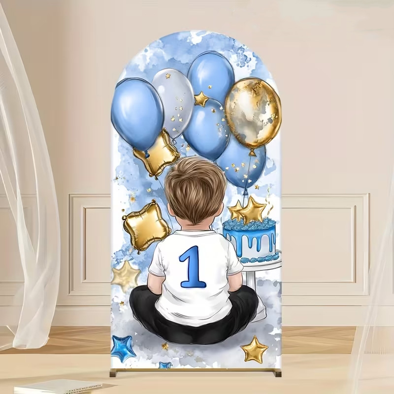 A Little Boy Pattern Arch Back - Dessert Table Backdrop ulasan dan harga