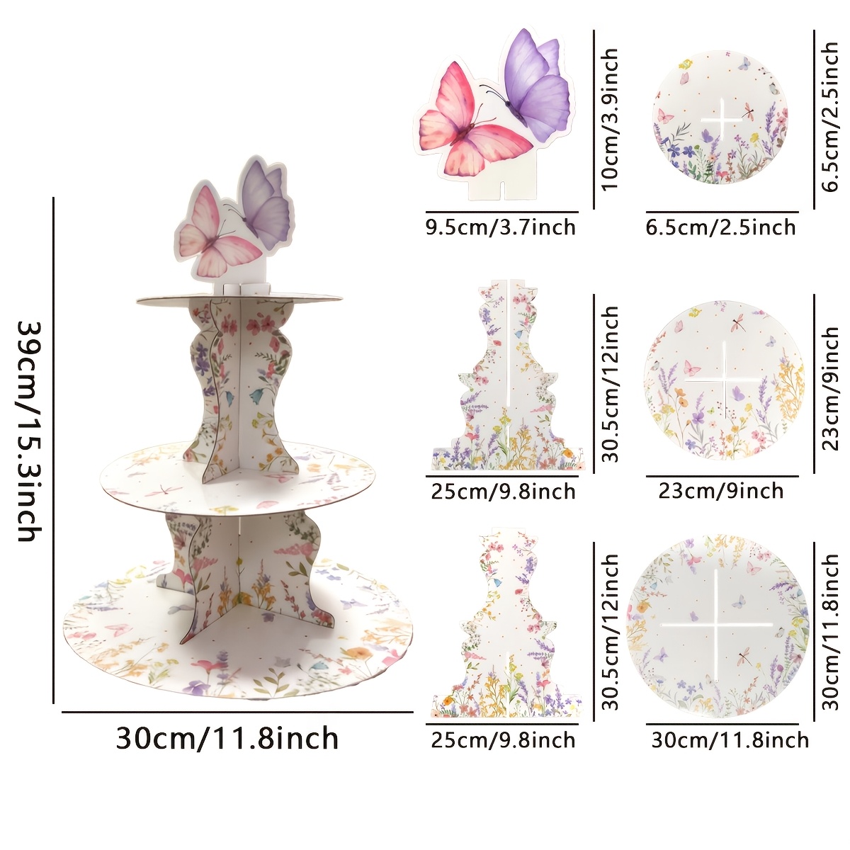 3-Tier Wildflower Butterfly Ca - Cupcake Stand Tier ulasan dan harga