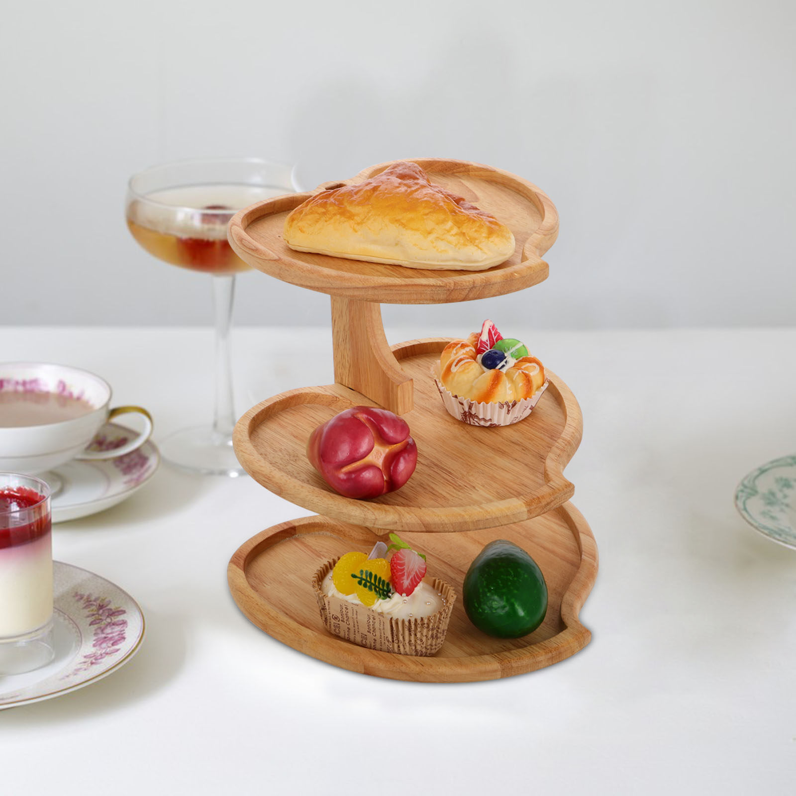 3 Tier Heart Shaped Wood Servi - Cupcake Stand Tier ulasan dan harga