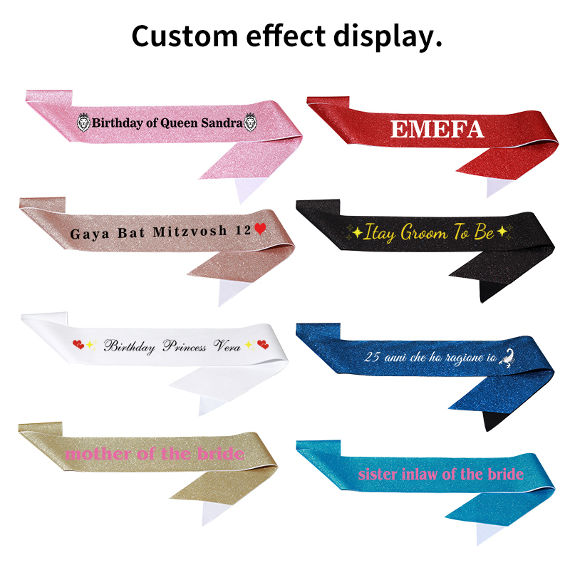 Diy Custom Glitter Satin Sash  - Birthday Sash Glitter ulasan dan harga