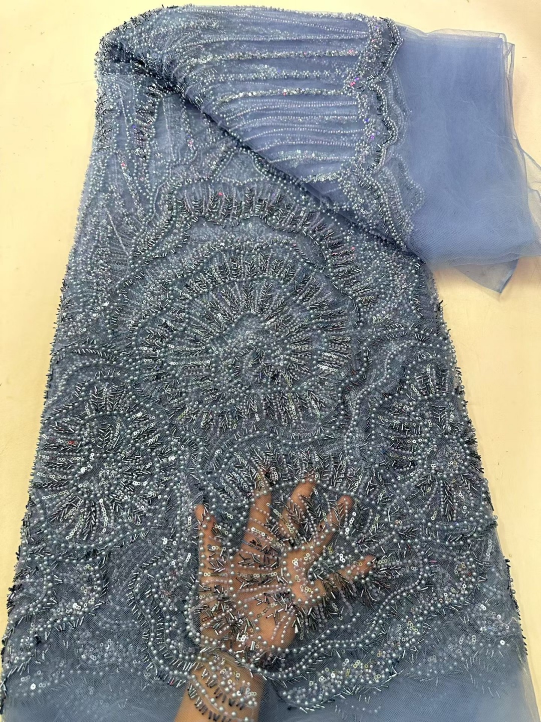 5 YardsAfrican Brown Beaded Se - Glitter Tablecloth ulasan dan harga