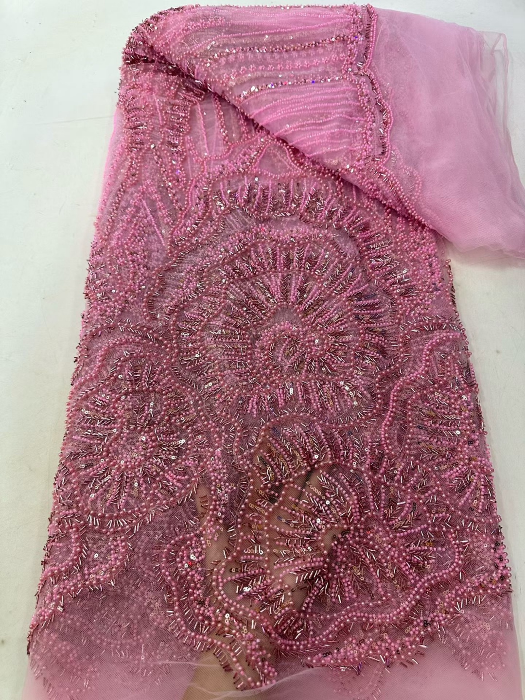 5 YardsAfrican Brown Beaded Se - Glitter Tablecloth ulasan dan harga