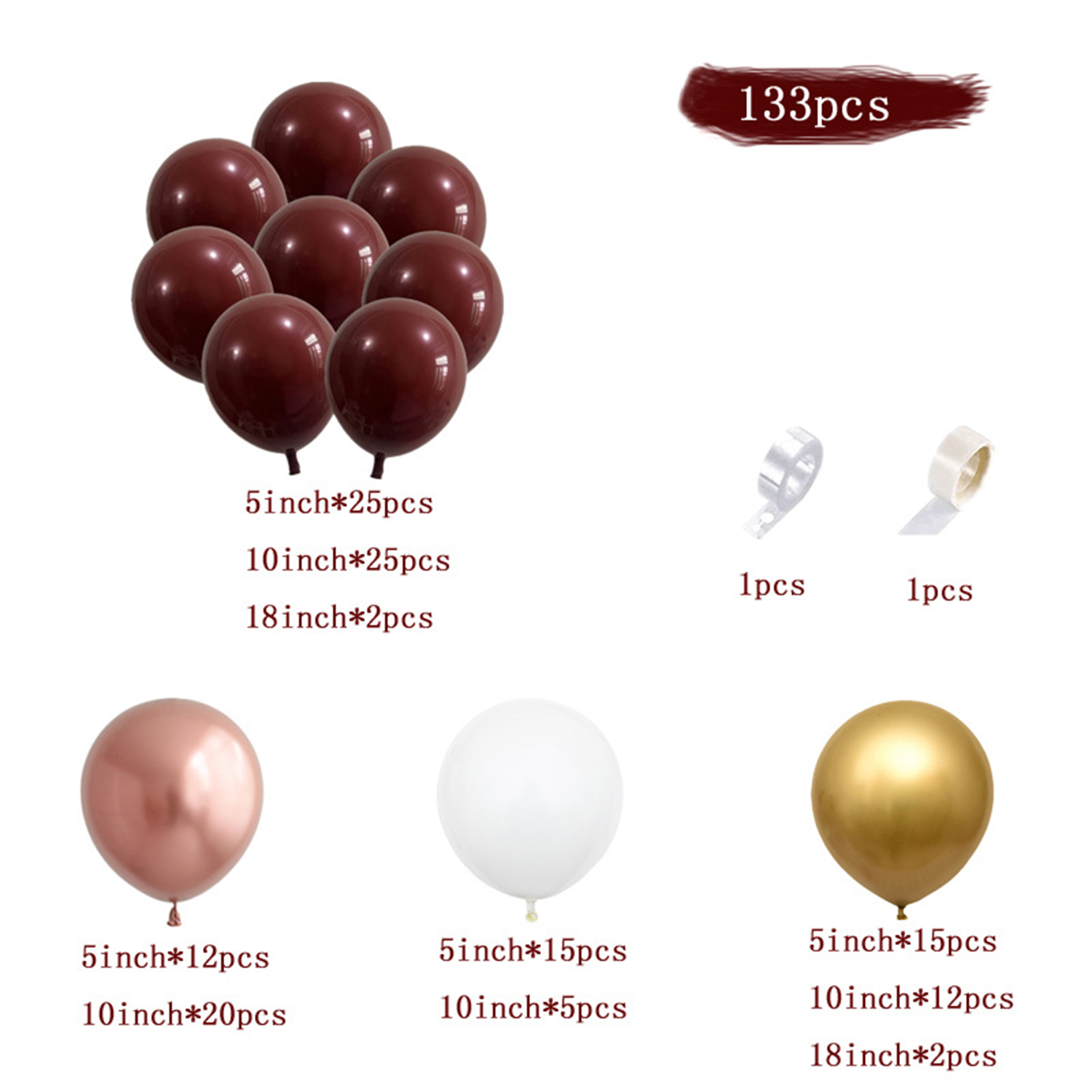 Garnet Balloon Set Garland Arc - Party Event Supplier ulasan dan harga