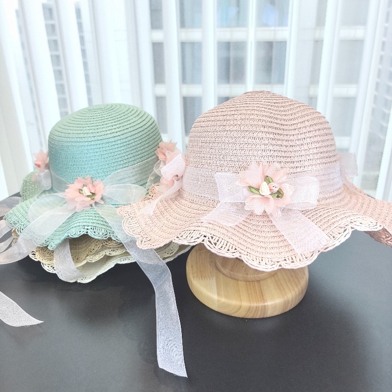 Girls 2pcs Straw Hat Solid Col - Paper Straw Color ulasan dan harga